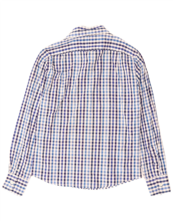 Camisa masculina Boggi Milano pequena azul algodão guingão