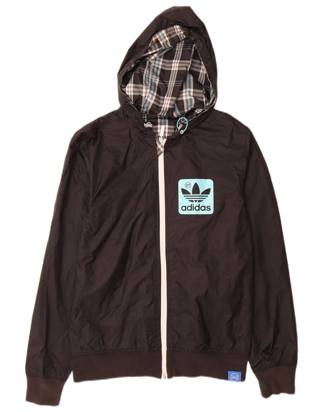 Adidas Mens Graphic Hooded Tracksuit Top Jaqueta XS Poliéster Preto
