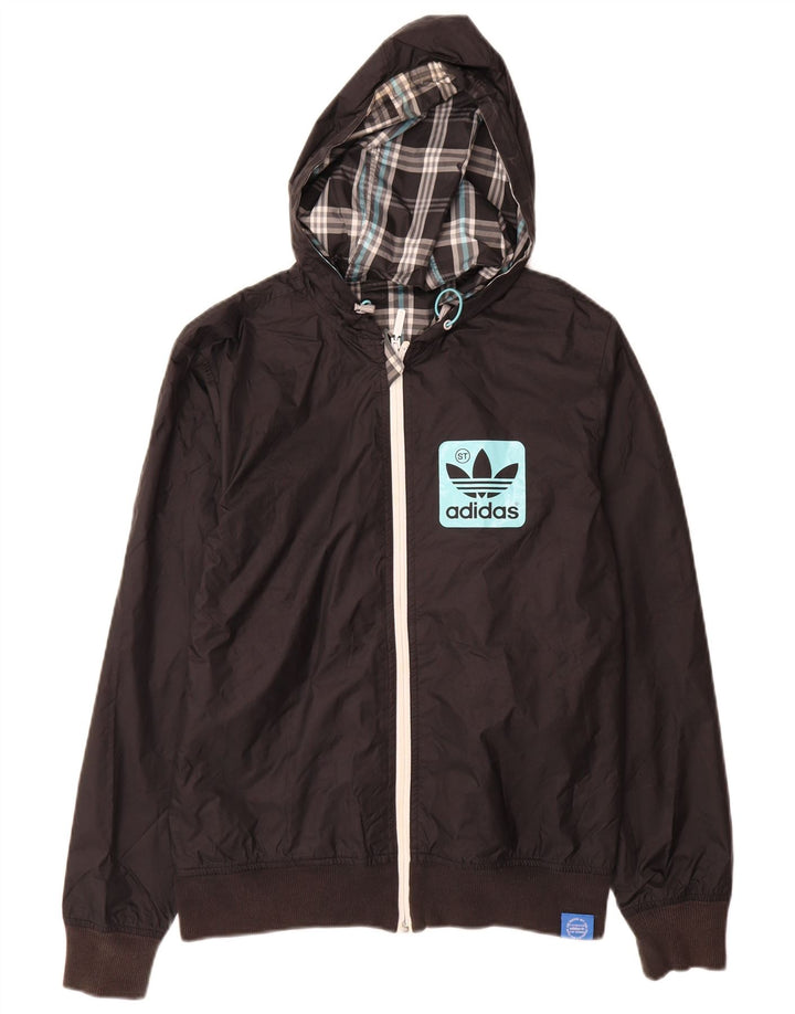 Adidas Mens Graphic Hooded Tracksuit Top Jaqueta XS Poliéster Preto