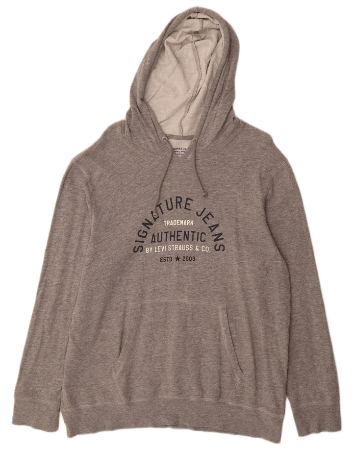 Suéter com capuz gráfico masculino Levi's médio cinza algodão