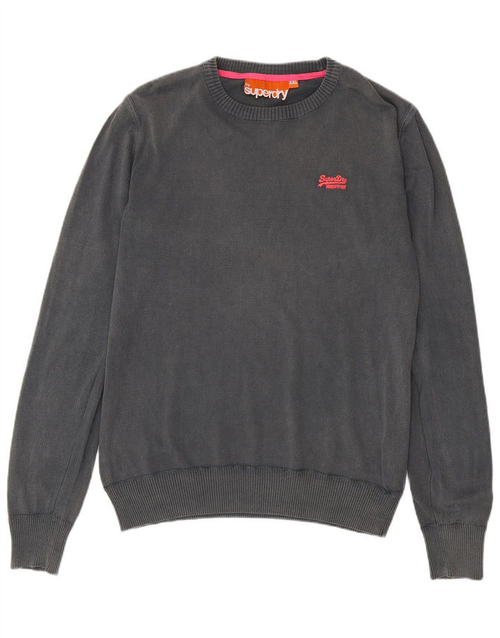 Suéter masculino SUPERDRY com gola redonda 2XL algodão cinza