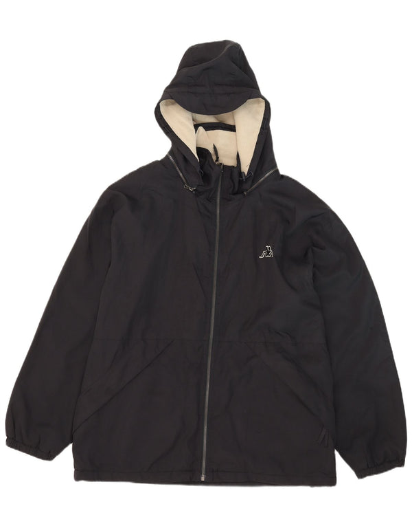 Jaqueta masculina Kappa com capuz solto e reversível UK 36 Small Black Colourblock