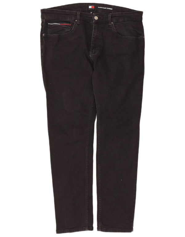 Tommy Hilfiger Masculino Austin Slim Tapered Jeans W38 L32 Algodão Preto