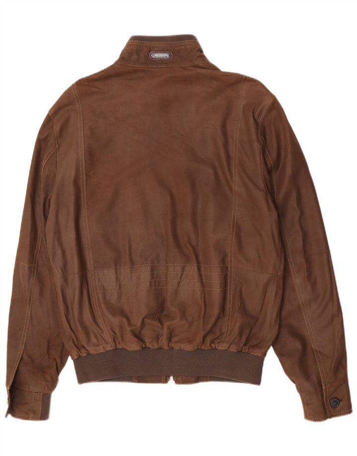 Jaqueta de couro masculina Milestone UK 38 marrom médio