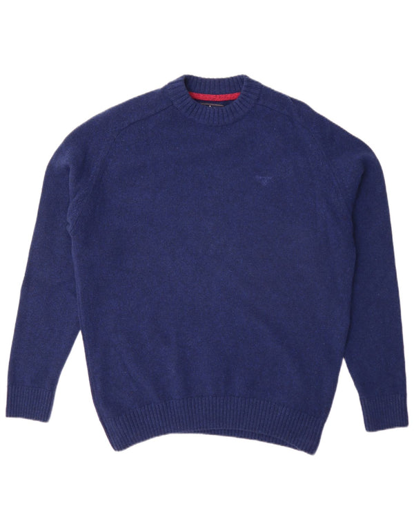 Suéter masculino Barbour com gola redonda XL lã azul