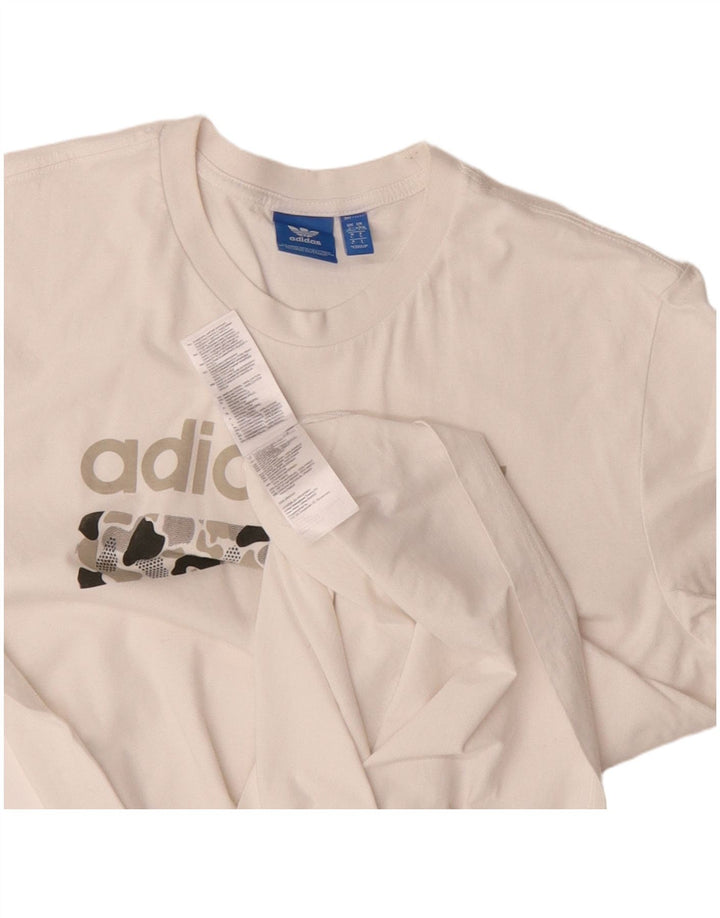 Adidas Mens Graphic T-Shirt Top Grande Algodão Branco