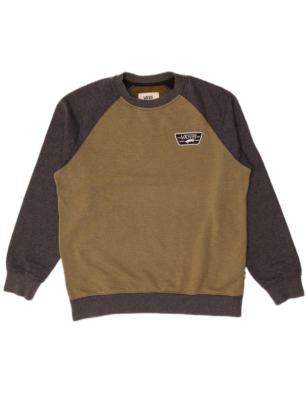 Vans moletom masculino jumper grande cáqui colorblock algodão