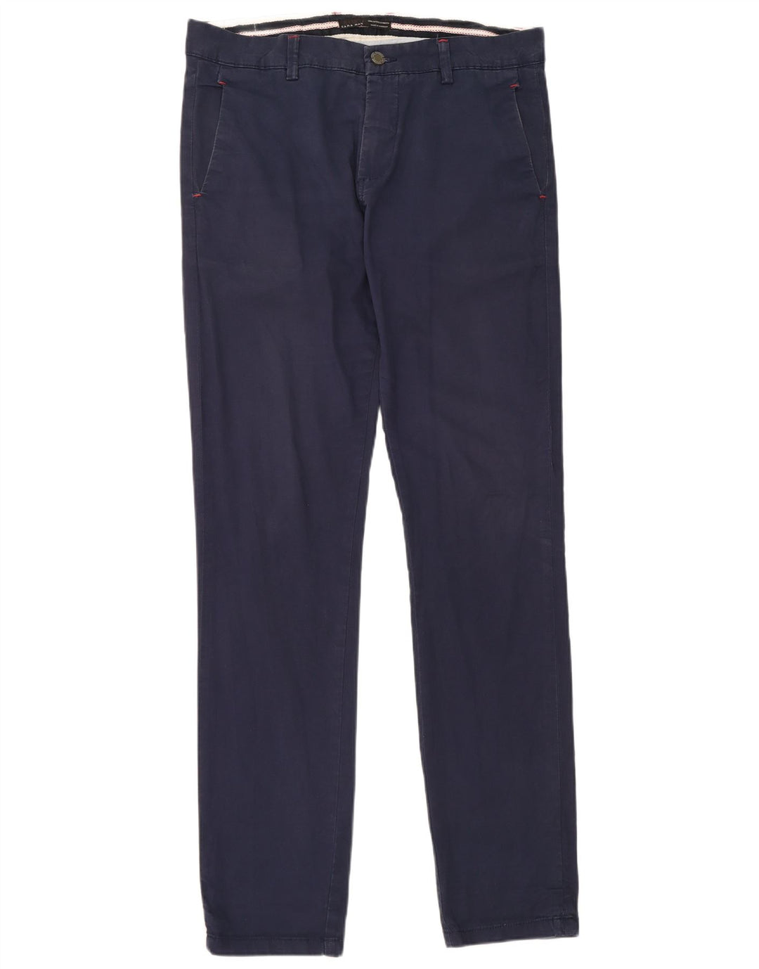 Zara Mens Slim Chino Calças EU 40 Médio W31 L34 Azul Marinho