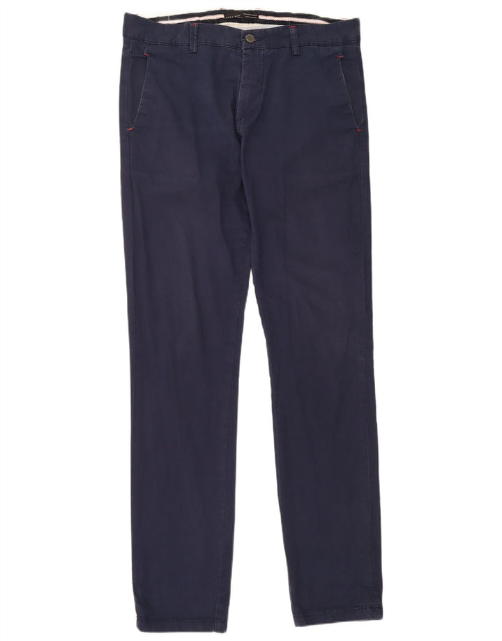 Zara Mens Slim Chino Calças EU 40 Médio W31 L34 Azul Marinho