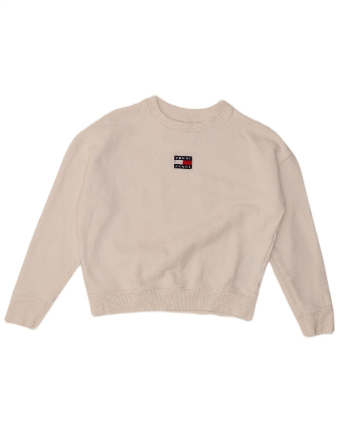 Suéter feminino TOMMY HILFIGER cropped oversized UK 6 XS branco