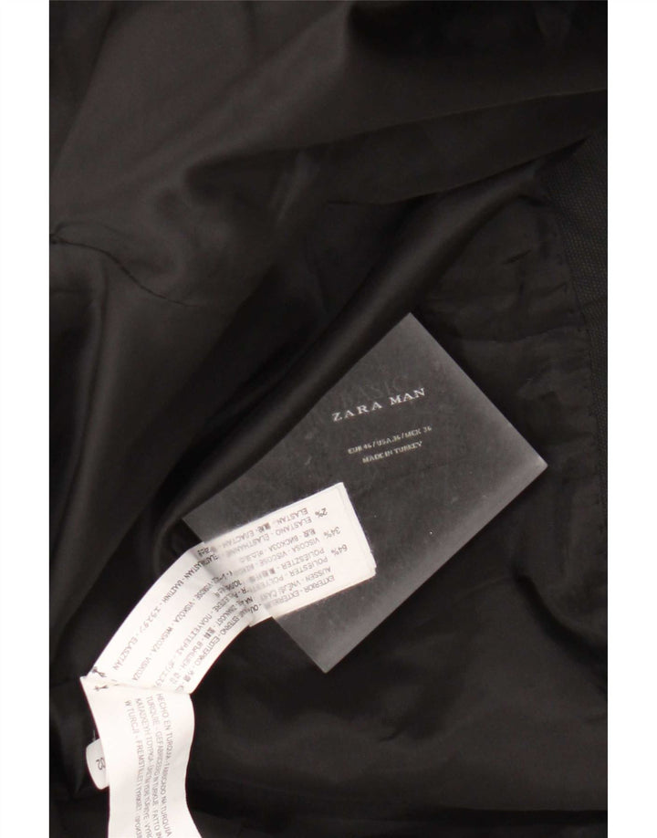 Jaqueta blazer masculina Zara com 2 botões EU 46 poliéster preto pequeno