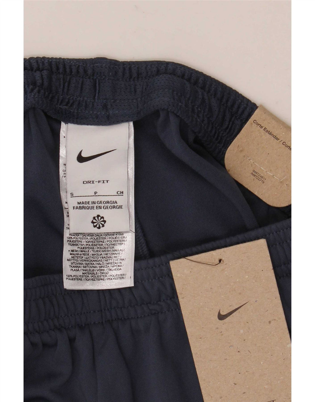 Calça de treino masculina Nike Dri Fit pequena azul marinho colorblock poliéster