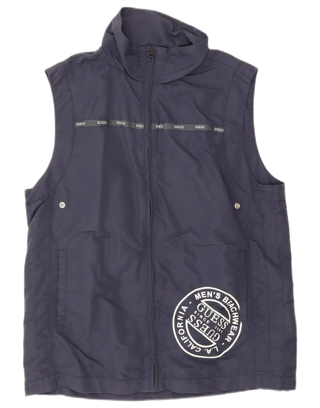 Jaqueta masculina Guess com estampa gráfica sem mangas XL azul marinho poliéster