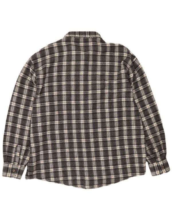 Camisa masculina de flanela do projeto europeu 2XL lã xadrez cinza
