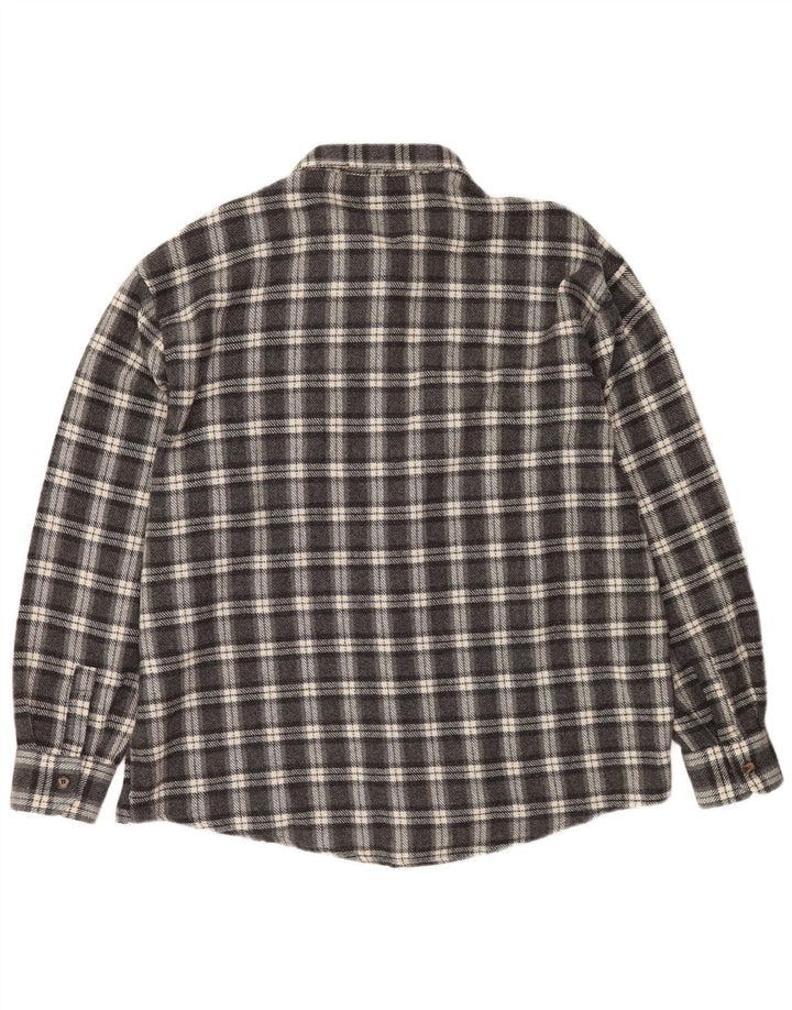 Camisa masculina de flanela do projeto europeu 2XL lã xadrez cinza