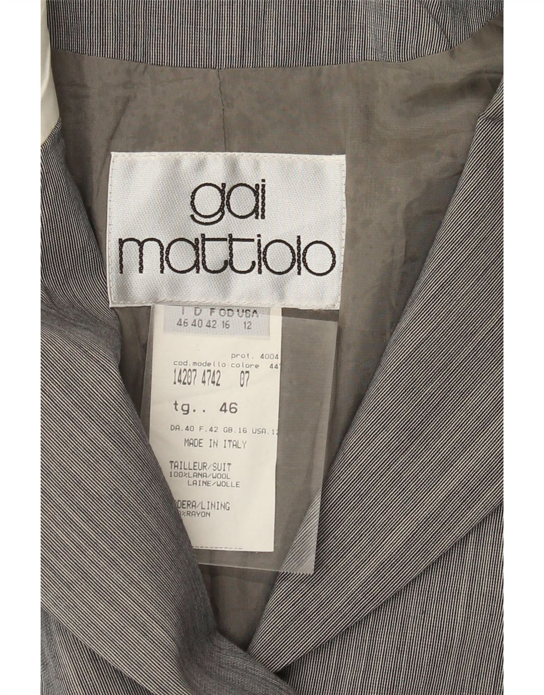Jaqueta blazer feminina Gai Mattiolo com 4 botões Reino Unido 16 grande bloco cinza