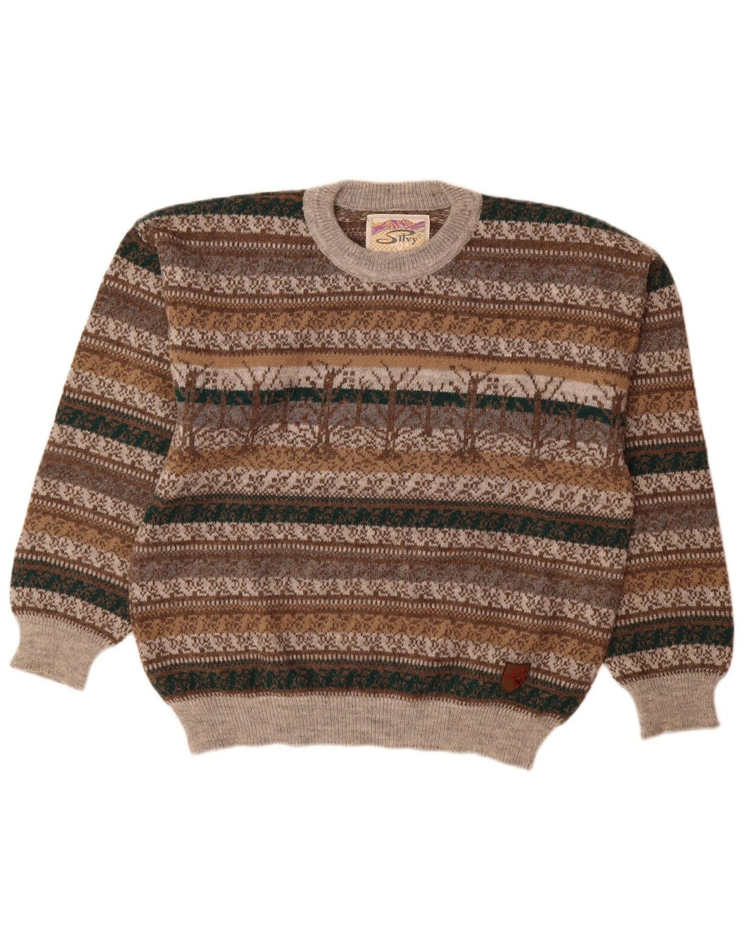 Suéter masculino Silvy com gola redonda IT 48 cinza médio Fair Isle Alpaca Wool