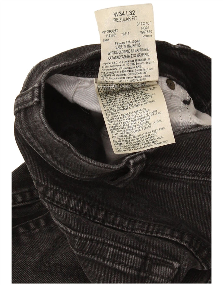 Wrangler masculino regular fit jeans reto W34 L32 algodão cinza