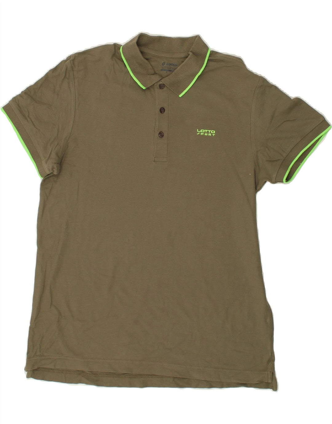 LOTTO Mens Polo Shirt XL Khaki Cotton Vintage Lotto and Second-Hand Lotto from Messina Hembry 