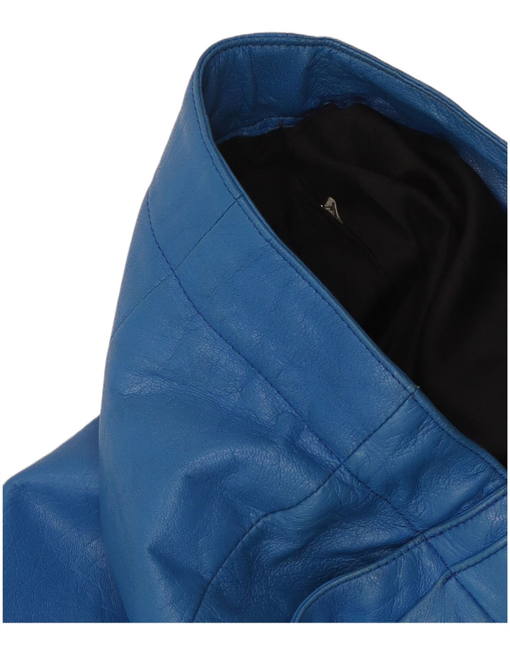 Calça feminina vintage de couro com pregas IT 44 médio W26 L30 azul