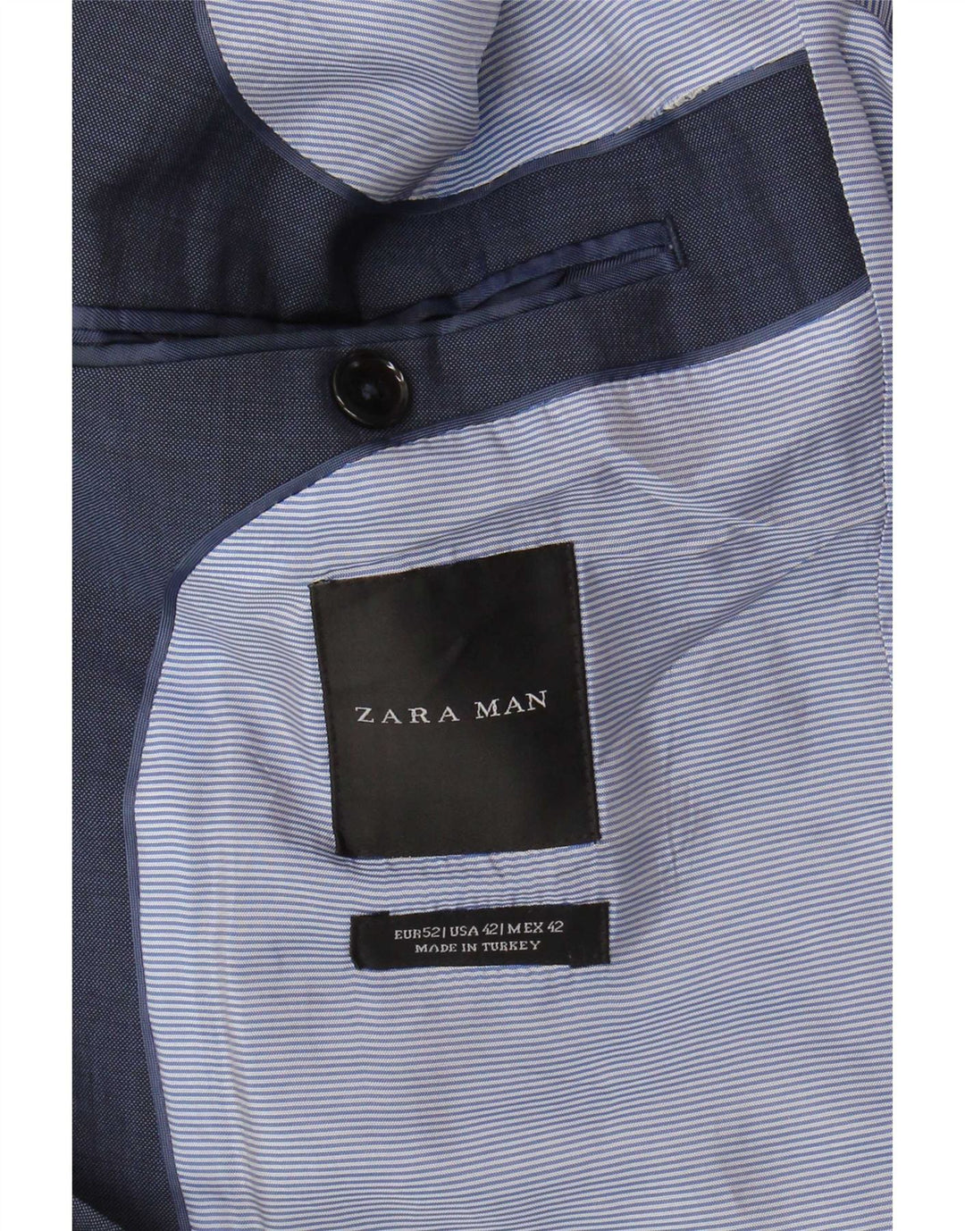 Jaqueta blazer masculina Zara com 2 botões EU 52 grande lã azul marinho