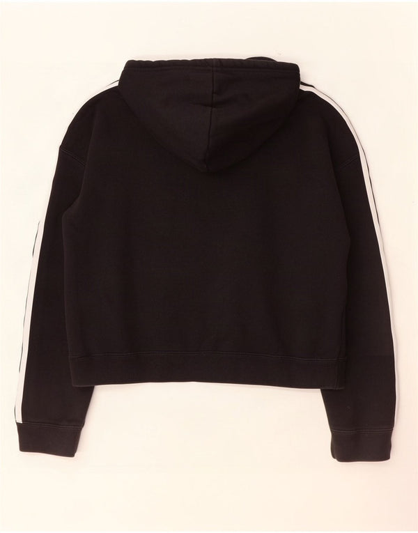 Adidas Womens Crop Oversized Hoodie Jumper Reino Unido 8 Pequeno Algodão Preto