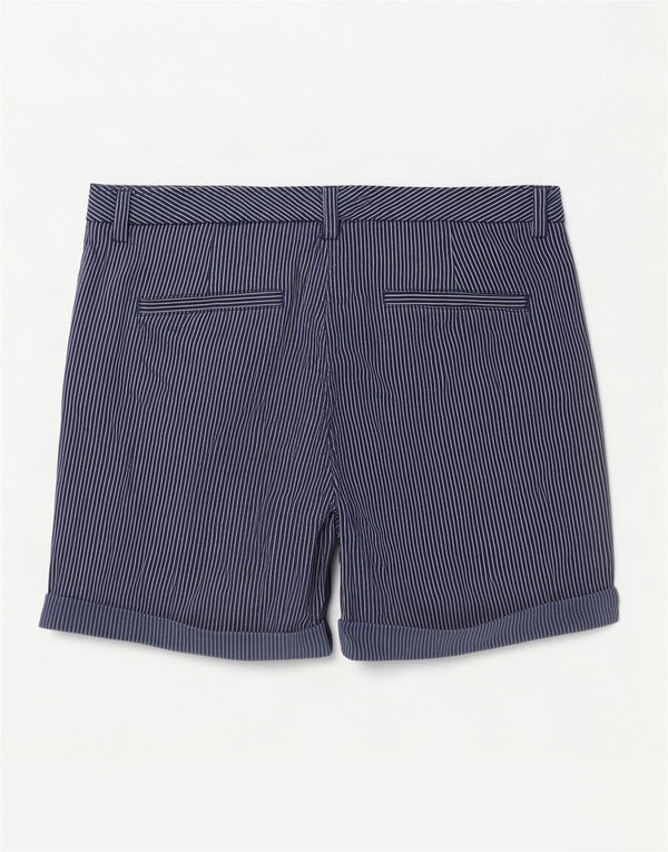 Shorts chino feminino Marks & Spencer Reino Unido 14 grande W32 risca de giz azul marinho