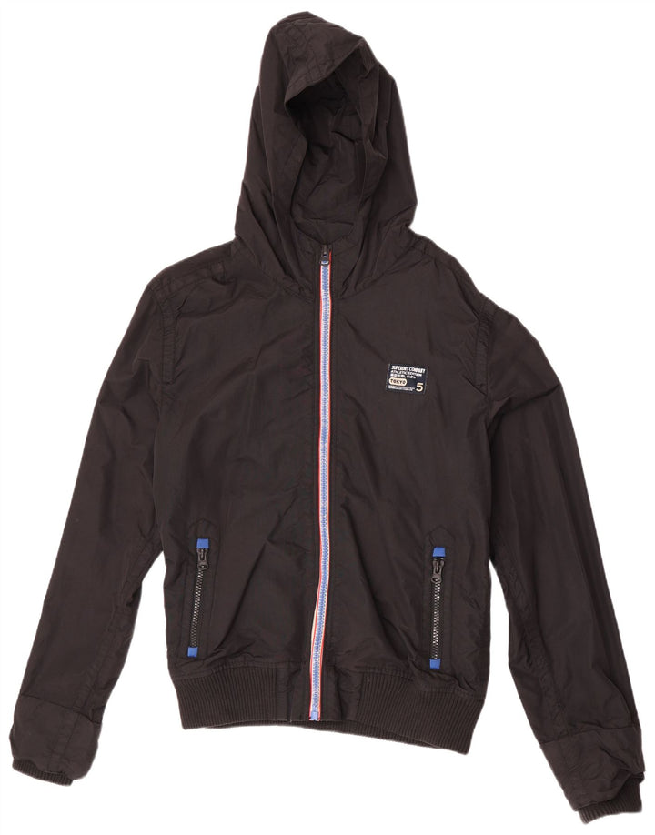 Jaqueta bomber masculina Superdry com capuz Reino Unido 46 2XL preto nylon