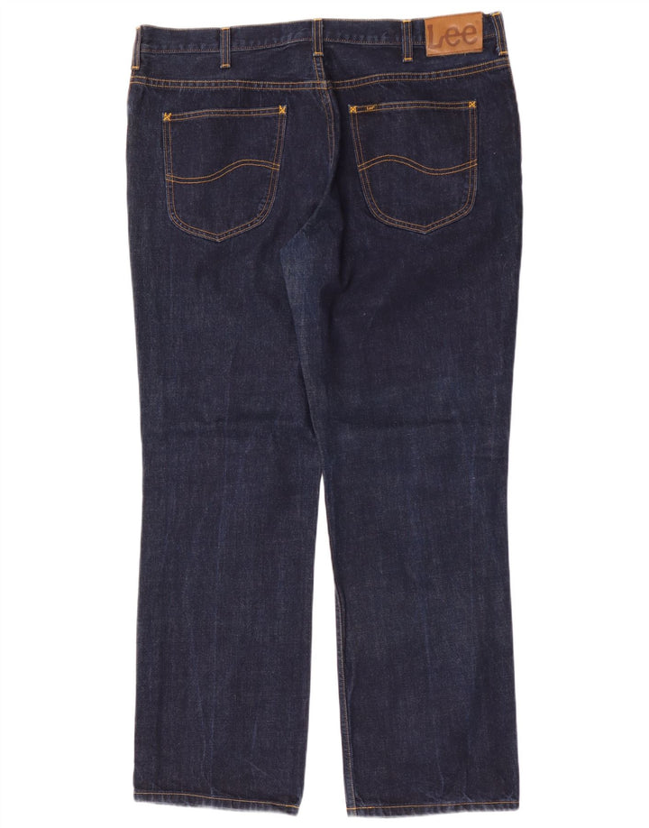 Lee Mens Brooklyn Straight Jeans W42 L32 Azul Marinho Algodão