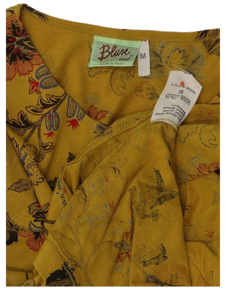 Blusa feminina VINTAGE UK 12 algodão floral amarelo médio