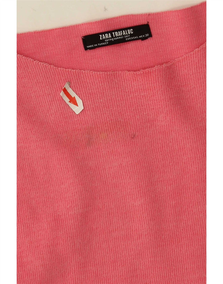 Zara Womens Oversized Top Manga Longa Reino Unido 16 Grande Algodão Rosa