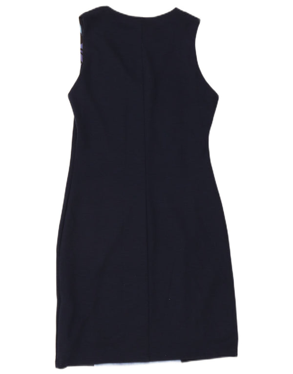 Vestido feminino Desigual sem mangas com bainha UK 10 pequeno azul marinho floral