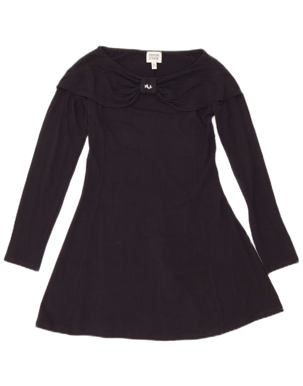 Vestido Armani Junior para meninas manga comprida evasê 9-10 anos azul marinho viscose