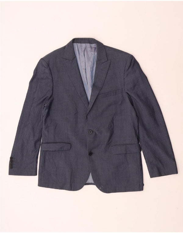 Jaqueta blazer masculina Dkny com 2 botões Reino Unido 42 XL lã azul marinho