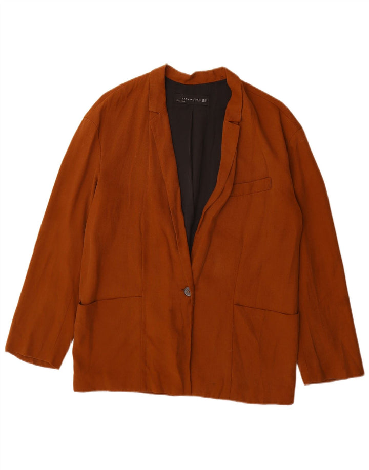 Jaqueta blazer oversized Zara feminina com 1 botão Reino Unido 6 XS marrom