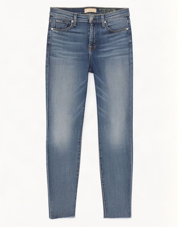 7 For All Mankind Womens Bair Jeans skinny de cintura alta W28 L28 algodão azul