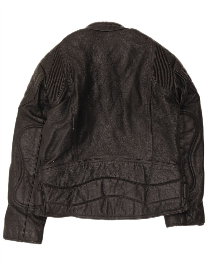 Jaqueta feminina de couro SKINTAN UK 10 pequena de couro preto