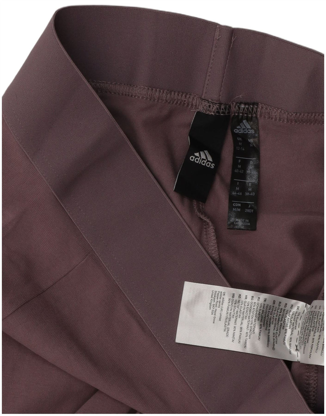 ADIDAS Womens Leggings UK 12/14 Médio Roxo Algodão