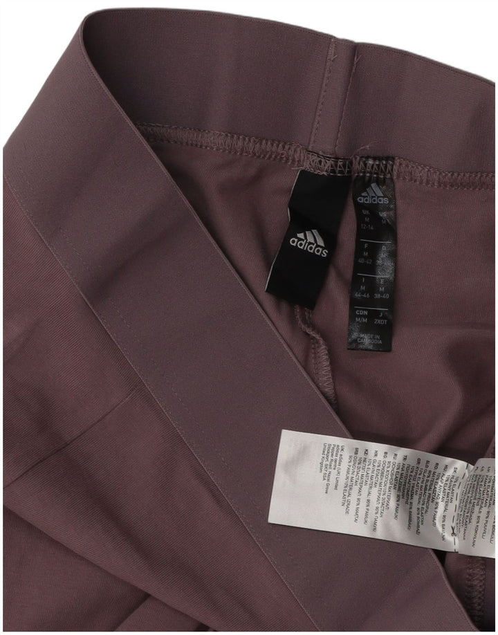 ADIDAS Womens Leggings UK 12/14 Médio Roxo Algodão