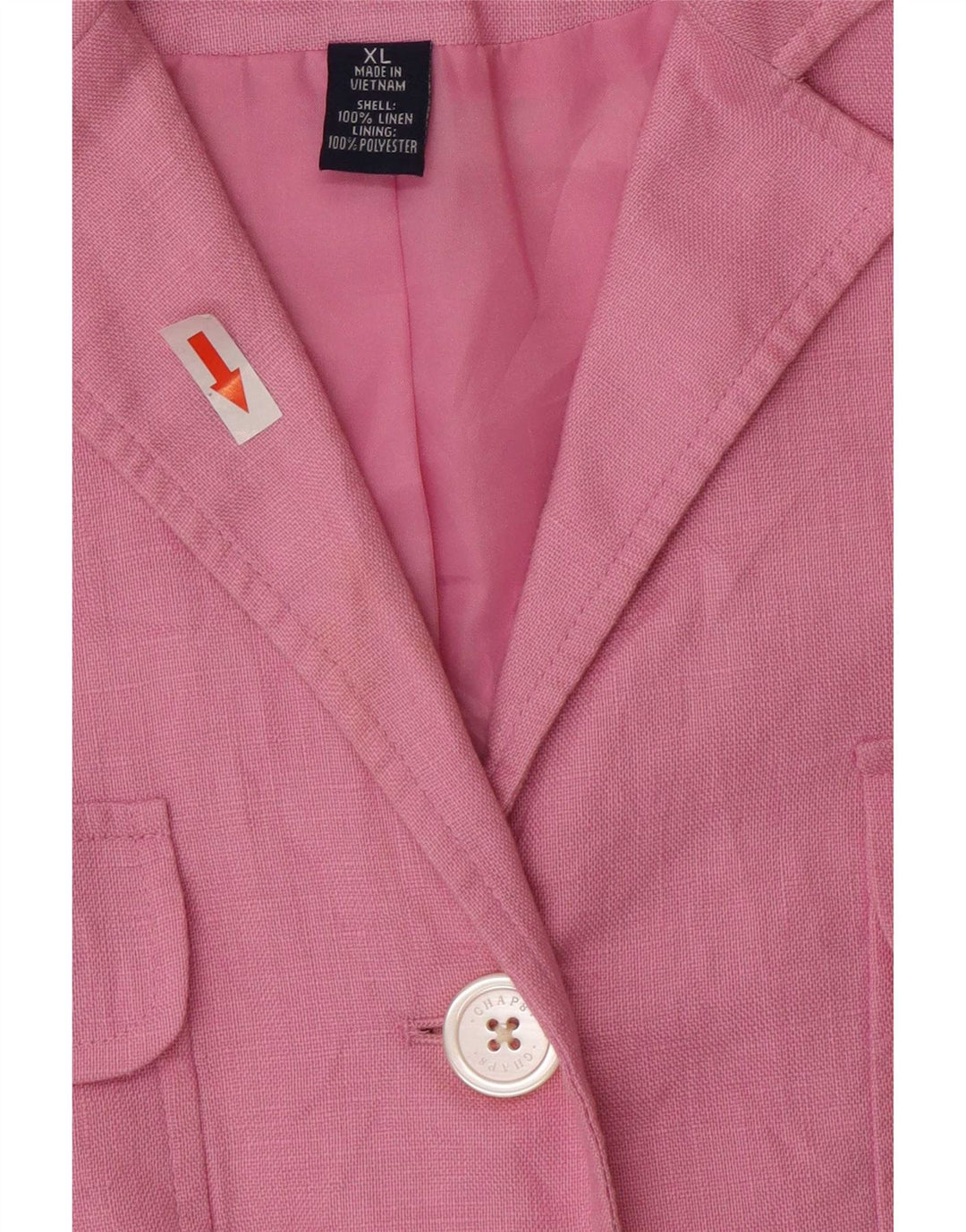Jaqueta blazer feminina Chaps com 4 botões e manga 3/4 Reino Unido 18 XL linho rosa
