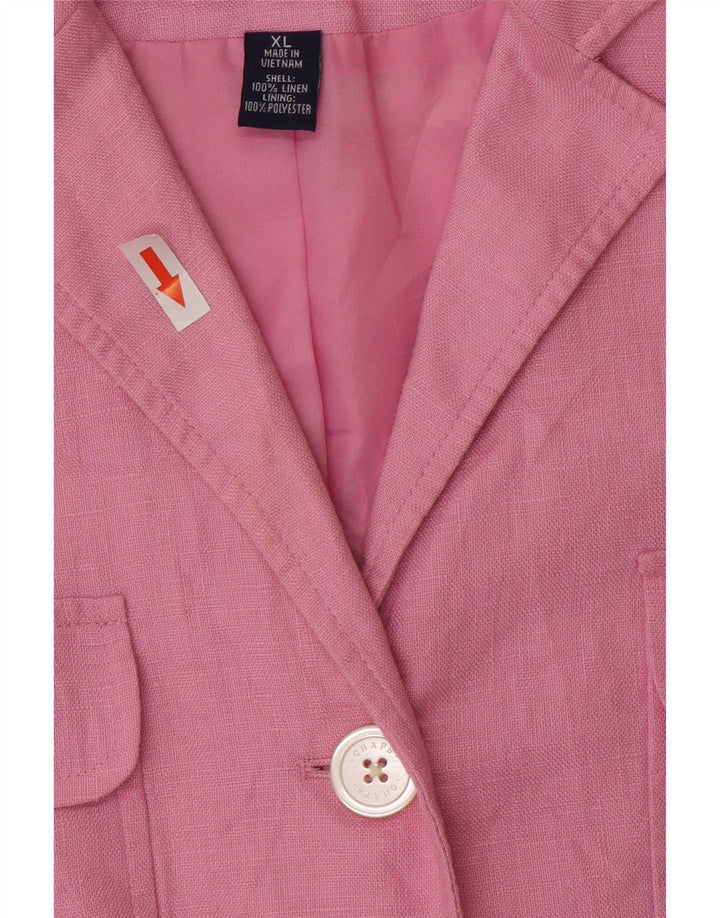 Jaqueta blazer feminina Chaps com 4 botões e manga 3/4 Reino Unido 18 XL linho rosa