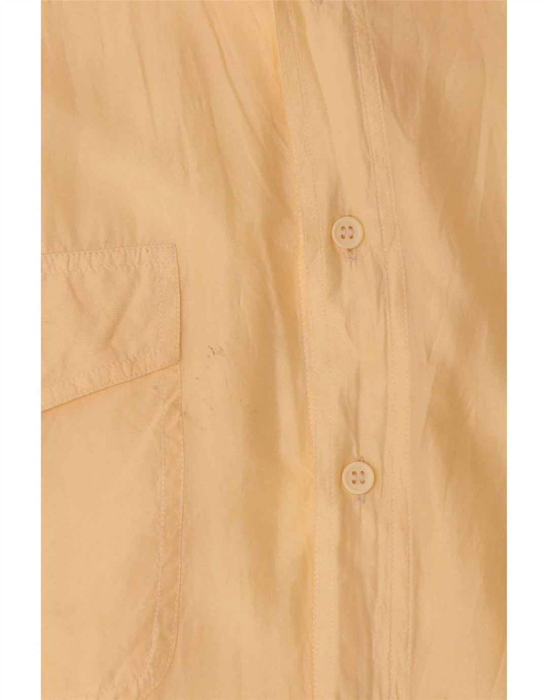 Camisa masculina vintage de manga curta seda amarela média