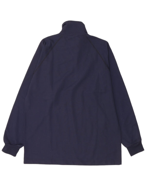 ASICS Mens Graphic Zip Neck Pullover Treino Top Médio Azul Marinho