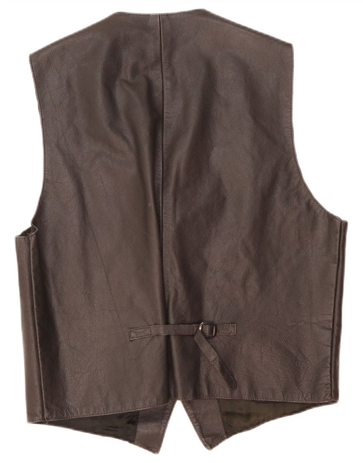 Colete de couro masculino vintage XL couro preto