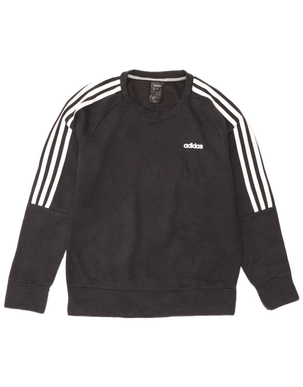 Adidas Womens Sweatshirt Jumper UK 8/10 Pequeno Algodão Preto