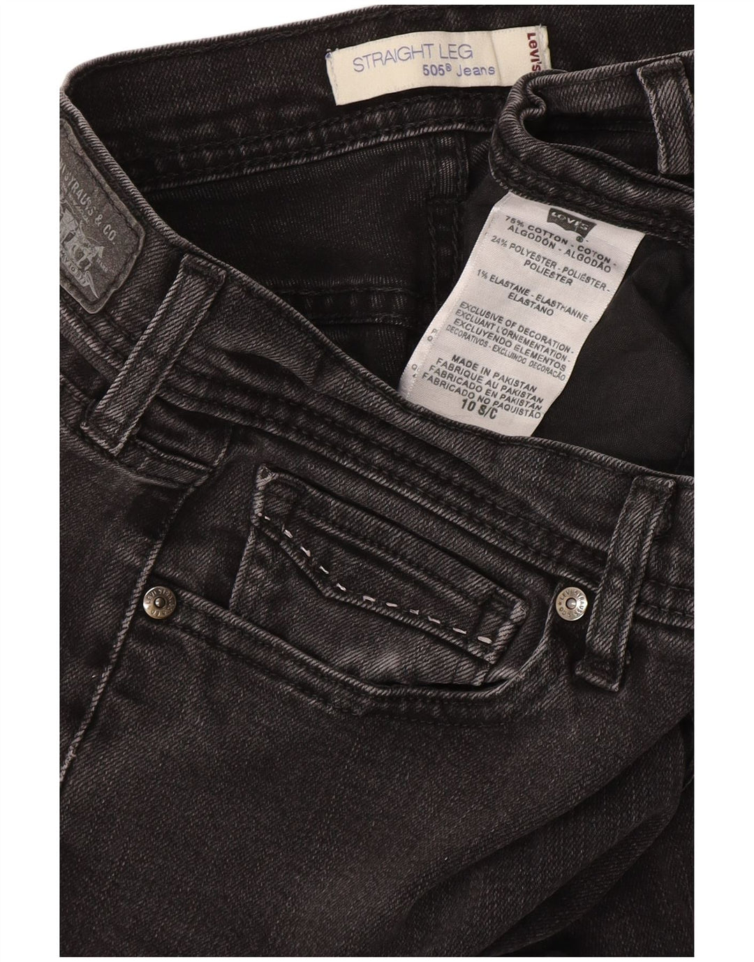 Levi's Meninas 505 9-10 Anos W27 L28 Algodão Cinza