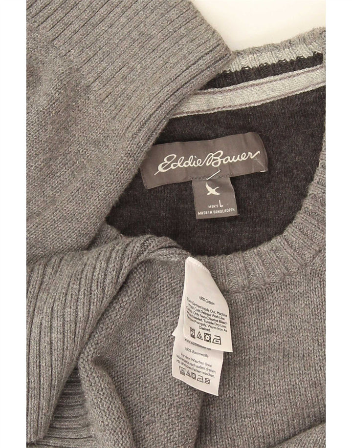 Suéter masculino Eddie Bauer com gola redonda, grande algodão cinza