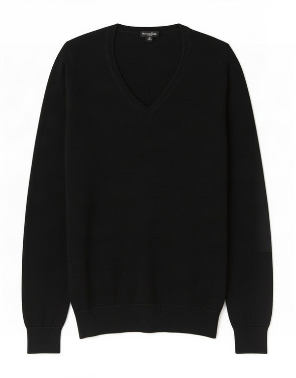 Suéter feminino Massimo Dutti com decote em V Reino Unido 10 pequeno preto