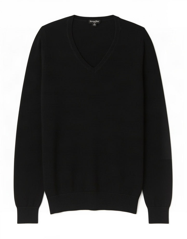 Suéter feminino Massimo Dutti com decote em V Reino Unido 10 pequeno preto