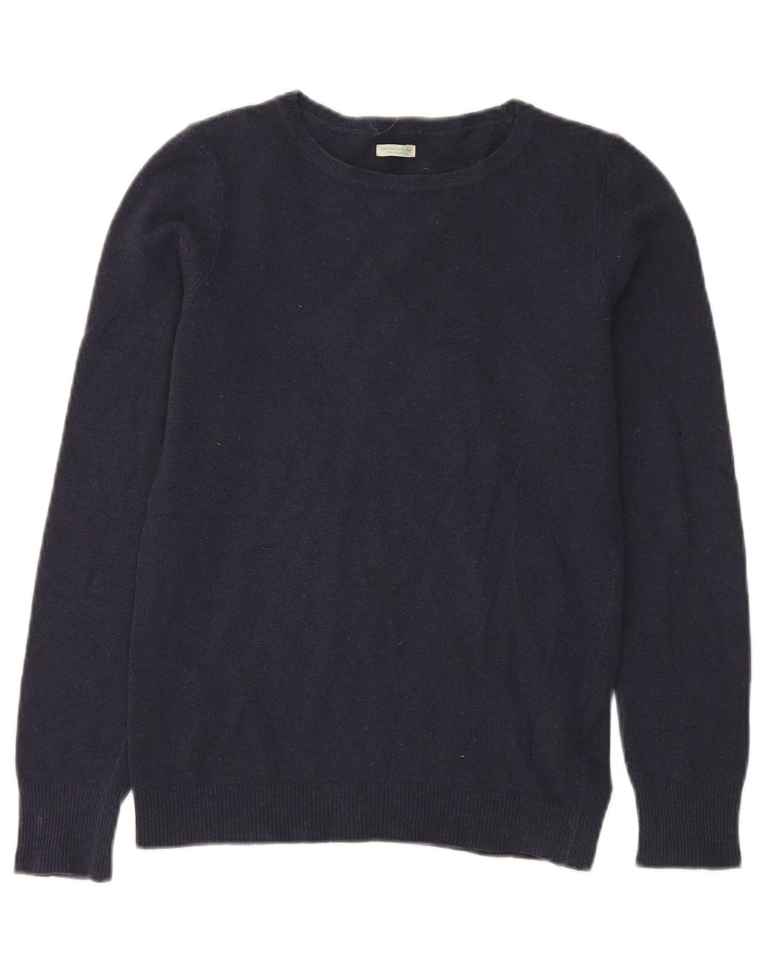 Suéter masculino BENETTON com gola canoa, pequeno, azul marinho, lã virgem